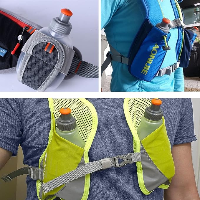 Azarxis Running Water Bottles Flask BPA Free Leakproof Hydration Vest Packs Waist Belt Replacement for Triathlon Marathon Hiking Cycling Climbing Runner