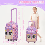 Kids Carry On Luggage with Wheels Softside Kids Suitcase for Girls Airline Approved & Girls Multi-function Carry Bag 4pcs Set