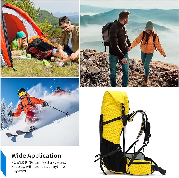 Hiking Backpack,30L +10L Extra Large Capacity Hiking Bag,Internal Frame Camping Backpack,Upgraded X-PAC Lightweight Sport Daypack Travel Backpacks Fit For Mountain Climbing Camping (Yellow)