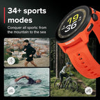 SUUNTO Run Running GPS Sports Watch with Silicone Strap, 1.32" AMOLED Touchscreen w/Crown Button, Wrist Heart-Rate & Sleep Health Tracking, Coral Orange