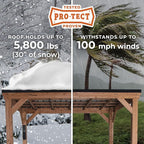 Backyard Discovery Arcadia 12' x 9.5' Cedar Wood Outdoor Gazebo Pavilion with Hardtop Galvanized Steel Slope Roof, Snow Support, Wind Resistance, PowerPort, Shade for Garden, Patio, Deck, Entertaining