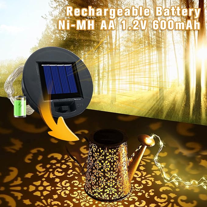 Solar Light Replacement Top, Solar Panel Lantern Lid Lights, Outdoor Fairy Light Garden Accessories Waterproof Led Water Can Lights Replacement Parts 2 Pack (Warm/Warm)