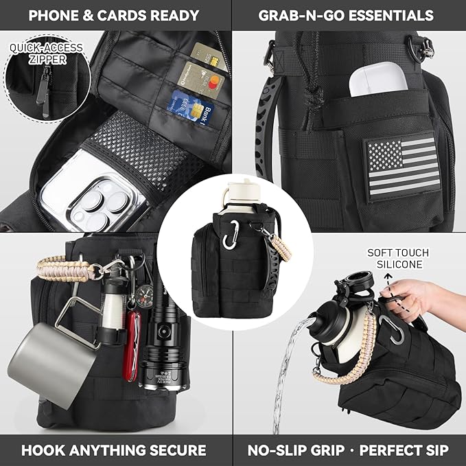 KXIAOCHEN Insulated Water Bottle, Stainless Steel Water Bottle, 2 Lids (Straw and Handle Lid),Wide Mouth Metal Water Bottles Keep Hot and Cold, Double Walled, Thermo Mug, Metal Canteen