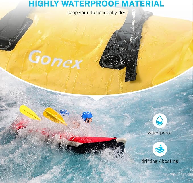 Gonex 40L 60L 80L Extra Large Waterproof Duffle Travel Dry Duffel Bag Heavy Duty Bag with Durable Straps & Handles for Kayaking Paddleboarding Boating Rafting Fishing