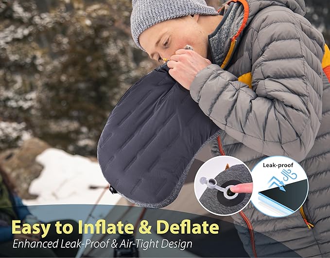 TREKOLOGY Ultralight Inflatable Camping Pillow - Compact & Comfortable Blow Up Pillow for Backpacking, Hiking, and Travel - Quick & Easy to Inflate and Deflate Camper Pillow - Aluft Plus