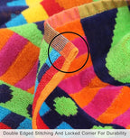 COTTON CRAFT Hooded Beach Towel for Adults – Oversized 39 x 68 Towel with Hood - 100% Cotton Velour Terry Jacquard Pool Bath Wrap - 450 GSM Soft Absorbent Quick Dry – Cozumel Red Blue Yellow