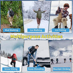 Ice Cleats, Upgraded Snow Grips 18 Stainless Steel Spikes Crampons, Strong Traction Anti-Slip, Walking Hiking on Ice & Snow Ground, Mountain Climbing, for Shoes Boots