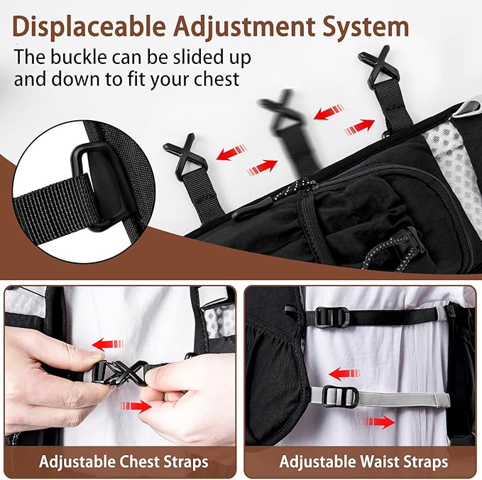 Running Hydration Vest for Women Men - Waterproof Running Water Backpack Hydration Pack with 12 Pockets, Lightweight Water Vest for Hiking Trail Cycling Marathon Race