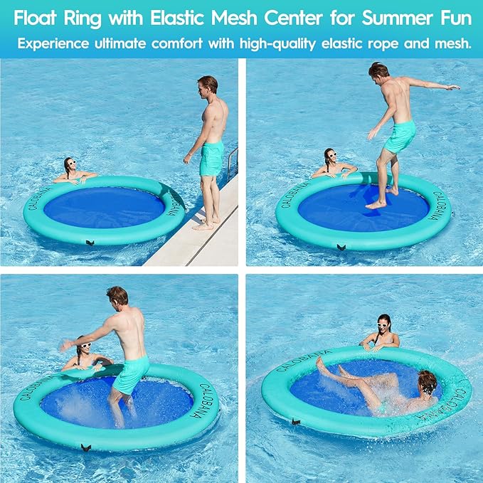 Round Floating Ring Inflatable Water Hammock Heavy Duty River Floats Lake Raft for Adults Tanning Pool Lounger Float Island Platform Pad Mat for Party