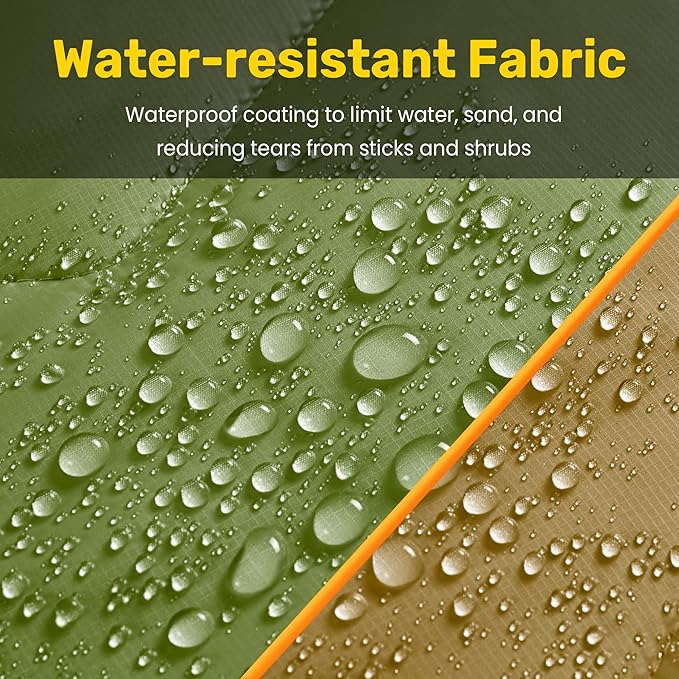 UNIKOME Outdoor Packable Camping Blanket, Lightweight Travel Blanket for Hiking, Camping, Dual-Sides Waterproof Puffy Down Alternative Camping Blanket with Snap Clasps, 75"×52", Army Green&Brown