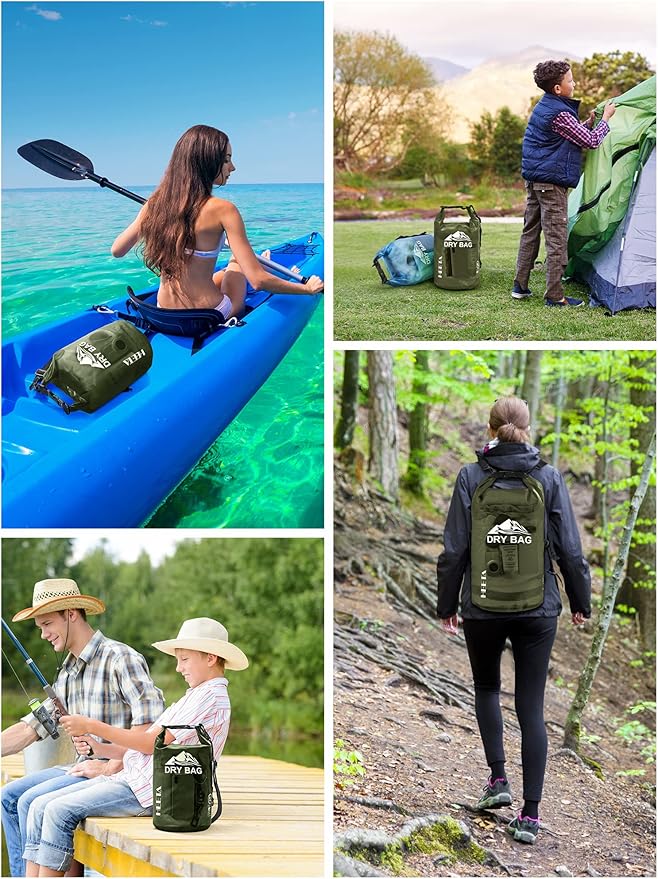 HEETA Dry Bag Waterproof for Women Men, 5L/10L/20L/30L/40L Roll Top Lightweight Dry Storage Bag Backpack with Phone Case for Travel Swimming Boating Kayaking Paddle Board Camping Beach Accessories