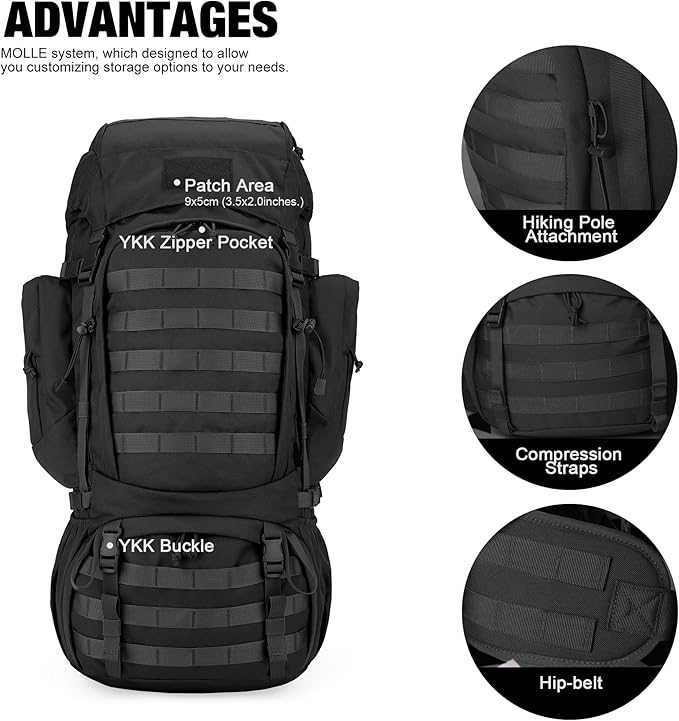 Mardingtop 60L Military Internal Frame Backpack for Hiking,Camping,Hunting,Rucksack Backpack with Rain Cover