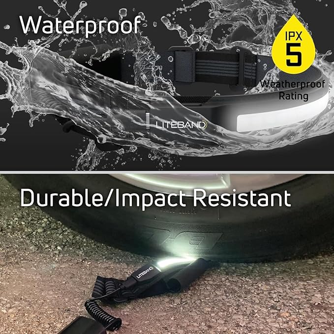 Liteband Bundle PRO PureHD 2500 Lumens LED Headlamp Rechargeable Battery Powered, Bright Head Lamp Flashlight, Hard Hat Light, Mechanic Lamps, Camping, Running, Best Rated for Forehead, Red