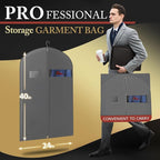 5 Pack 40-inch Suit Bag Garment Bag for Travel and Storage, Garment Bags for Hanging Clothes with Zipper and Visible Transparent Window, Gray