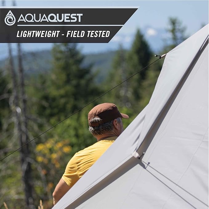 AquaQuest Safari Tarp – Lightweight Waterproof (5,000mm) Seam-Taped Ripstop Rain Fly for Backpacking, Thru-Hiking & Hammock Camping