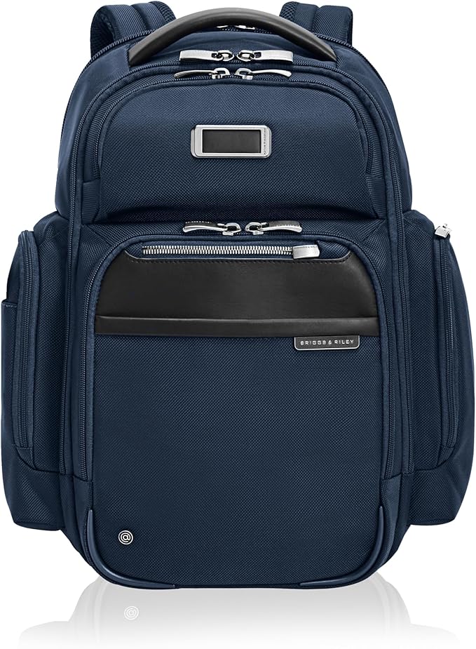 Briggs & Riley Large Cargo Backpack for Women & Men - Laptop Backpack, For Work & Travel, Spacious & Durable, Padded Straps, Fits up to 17" Laptop - @work Collection, Navy