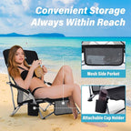 Homcosan Portable Low Folding Beach Chairs Set of 2 - Lightweight Camping Chairs for Adults with Cup Holder & Storage Pockets, Carry Bag Included (Black & Gray)