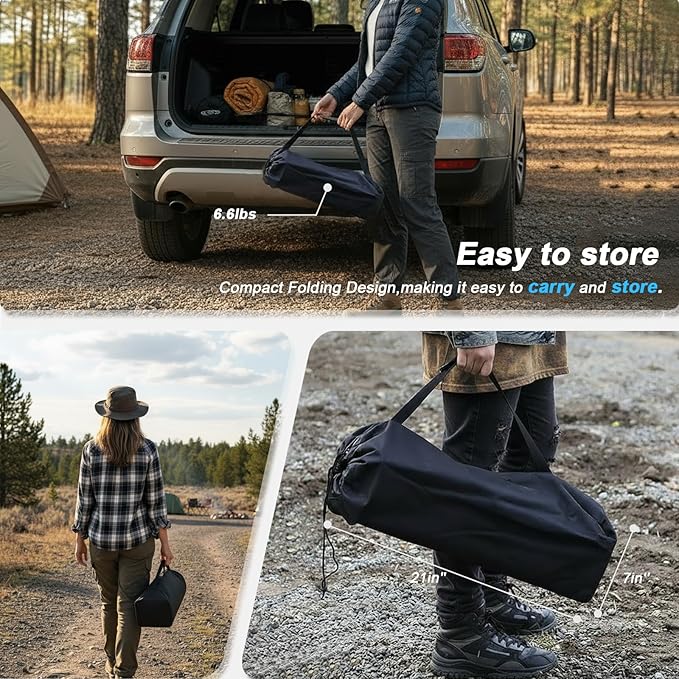 Folding Camping Table, Portable Lightweight Beach Tables for Sand Foldable, Aluminum Roll-up Folding Square Table for Outdoor Camping, Picnic, Card, Travel (Black with Storage Basket)