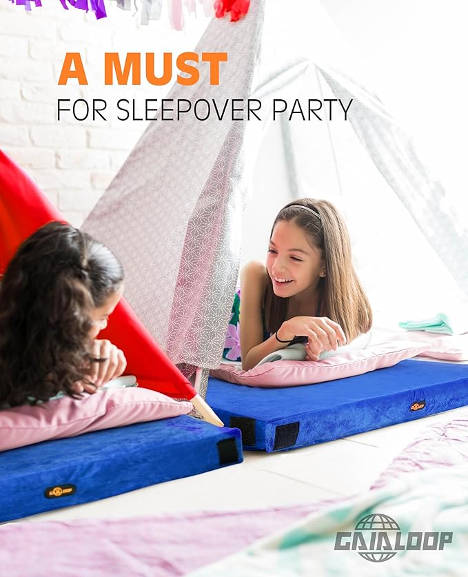 4 Inch GAIALOOP Extra Thick Memory Foam Camping Mattress, Roll Up Floor Sleeping Mat Camp Cot Mattress Pad Travel Camping Couch Bed for Guest Adults Side Sleepers