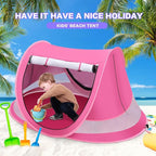 Baby Beach Tent with Baby Hat, Pop Up Toddler Travel Bed with Sun Hat for Boys or Girls, Sun Shade for Toddler Camping, Infant Portable Sun Shade, Summer Beach Baby
