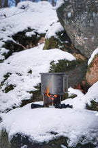 iBasingo Titanium Canteen Mess Kit with Folding Handle Hanging Ring Ultralight Portable for Lunch Outdoor Camping Hiking