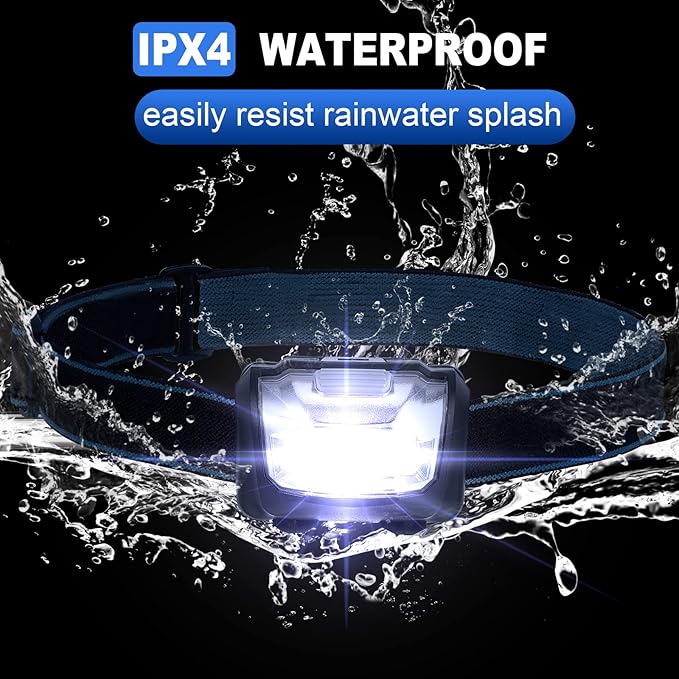 Macarrie 18 Pack LED Headlamps IPX4 Waterproof 3 Modes Headlamp Flashlight Bright Head Lights Camping Accessories for Adults Kids Hiking, Running, Repairing, Fishing, Batteries Not Included(Black)