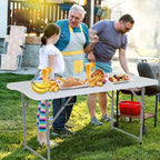 FDW Folding Half Portable Foldable Table for Parties Backyard Events (White, 6 FT 70 * 29) (White, 4 FT)