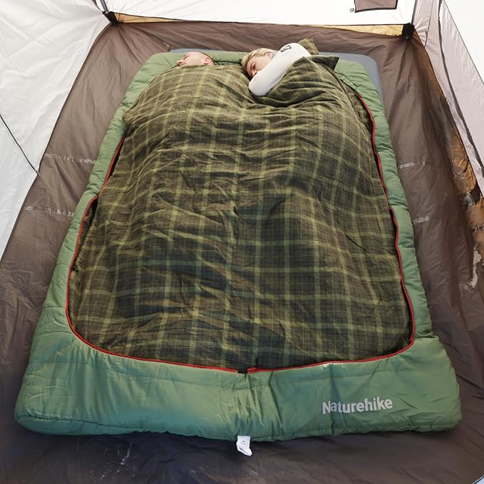 Naturehike 0 Degree and 40 Degree Flannel Two Person Sleeping Bag with Pillows for Adults, Couples & Family, Doublewide Double Sleeping Bag 2 Person for All Seasons Camping Hiking Backpacking