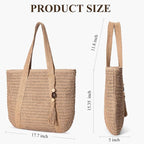 Trifabricy Beach Bags for Women, Large Beach Bag, Woven Straw Tote Bags Waterproof, Weaving Swim Shopping Travel Bag