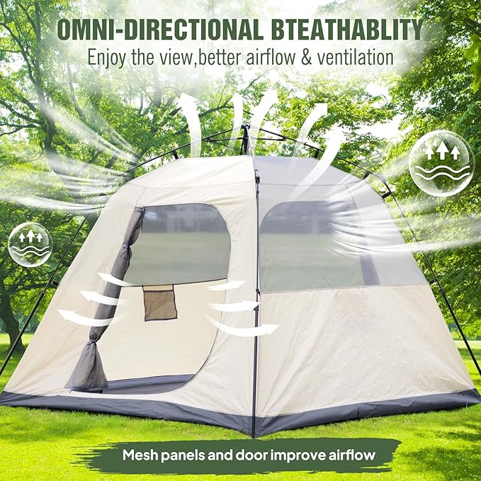 Chihee Camping Tent 2-3 Person Pop Up with Hydraulic Structure Family Tents Waterproof Windproof Outdoor Shelter Travelling Spacious One-Room Layout Quick Setup Durable Fiberglass & Aluminum Frame