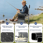 XL Heavy Duty Camping Chair 396lb Capacity (525lb Max) – Waterproof 1680D Oxford Fabric, 2" Padded Seat & Back, Cup Holder, Cooler Pocket, Portable for Camping, Beach & Tailgating (Solid Slate)