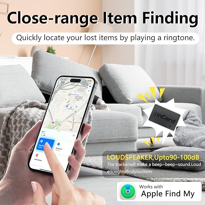 Wallet Tracker (Both iOS and Android) IP68 Bluetooth Smart Finder Card GPS Tracker for Bags Passport Works with Apple Find My (Apple MFi Certified) & Google Find My Device - Over 5 Year Battery Life