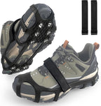Ice Cleats Snow Traction for Shoes and Boots Ice Snow Crampons Ice Gripper for Walking on Snow and Ice 9-Studs Non Slip Ice Cleats Rubber Overshoe Slip-on Stretch Footwear Winter Hiking Climbing