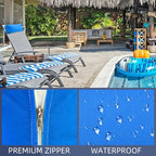 Chaise Lounge Head Pillow, 2 Pack Outdoor Lounge Chair Pillows with Adjustable Strap Longue Head Pillow Headrest Pillows for Patio Backyard Beach Pool Garden Recliner(Azure Blue)