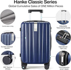 Hanke Luggage Sets 3 piece Carry On Luggage with Wheels PC Hard Shell Suitcases Lightweight Checked Travel Luggage Large Travel Suitcase Woman Men 20/24/29 Inch(Dark Blue)