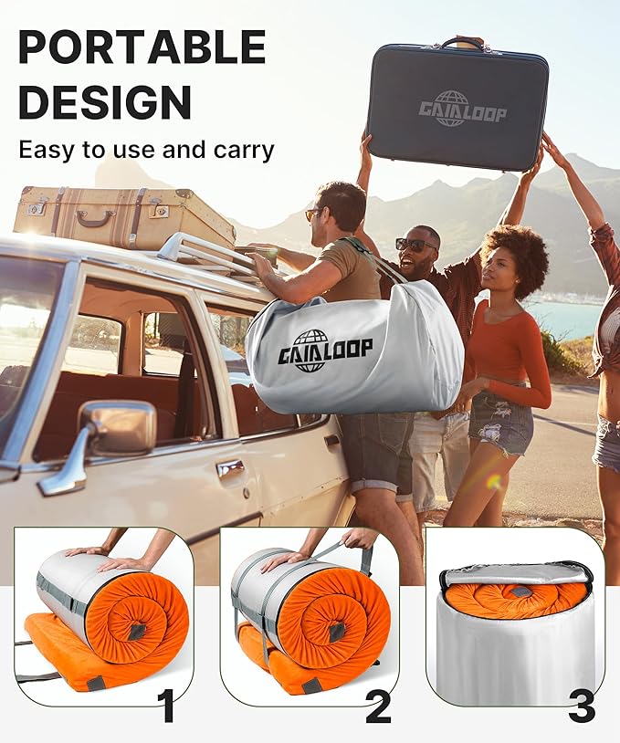 4 INCH Thick Foam Camping Mattress [Car/Tent/Cot] 30D Foam Portable Floor Sleeping Mat Cot Pad Roll Up Mattress for Guests Sleepovers RV Truck Camper