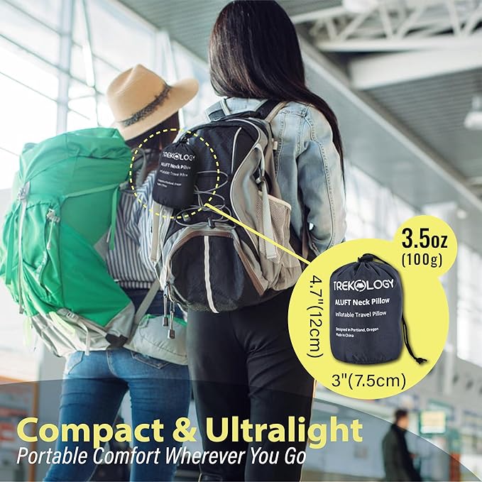 TREKOLOGY Travel Neck Pillow for Plane - Premium Airplane Neck Pillow for Sleeping - Ultimate Neck Support for Long Flights - Best Rated Travel Pillow, Comfortable Neck Rest for Airplane & Travel