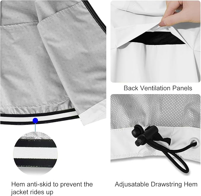 baleaf Men's Rain Jacket Waterproof Windbreaker Raincoat Running Cycling Hiking Gear Hood Lightweight Reflective Packable