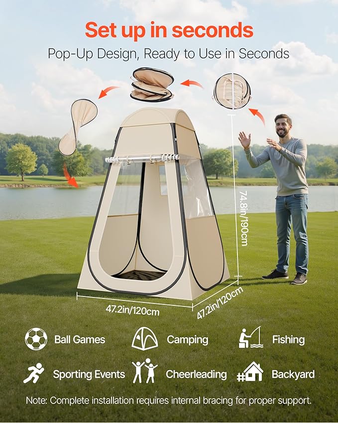 VEVOR Pop up Sports Tent, 8 Sizes Optional Clear Bubble Tent for 1-6 Person, Waterproof Outdoor Pod with Floor Mat & Top Cover, Garden Igloo Dome Tents Camping Shelter for Sports Watching