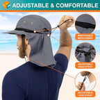SUN CUBE Sun Hat for Men, Wide Brim Fishing Hat Neck Flap Cover Men, Women, Hiking, Camping, Sun Protection UV, Gardening