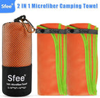 Sfee 2 Pack Microfiber Travel Towel, Quick Dry Towel Camping Towel Beach Towel Super Absorbent Compact Lightweight Sports Gym Towels Set for Beach, Gym, Hiking, Pool, Backpacking, Bath, Yoga