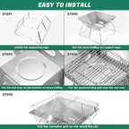 Odoland Folding Campfire Grill, 304 Stainless Steel Grate Barbeque Grill, Portable Camping Grill with Legs for Picnics, Backpacking, Outdoor with Carrying Bag and Kitchen Tongs