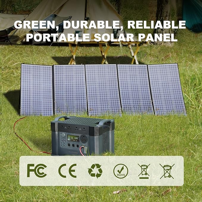 ALLPOWERS SP037 400W Portable Solar Panel, 23% Efficient IP66 Waterproof Foldable for RV Camping Home & 12V Systems, Compact Power Solution（SP037-400W