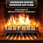 Idzo Cast Iron Fireplace Grate 24 inch, 3/4" Bar Fireplace Log Grate with Extra Leg for Sturdy Stand & Better Air Flow, Quick Assembly Fireplace Wood Grate for Indoor & Outdoor