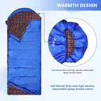 0 Degree Sleeping Bag for Cold Weather,100% Cotton Flannel XXL for Adults Big and Tall Cold Weather Winter Zero Degree Camping,Free Compression Sack