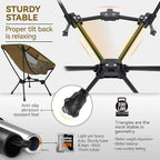 MARCHWAY Lightweight Folding Camping Chair, Portable Foldable Compact for Outdoor Camp, Travel, Beach, Picnic, Festival, Hiking, Backpacking, Supports 330Lbs (Khaki)