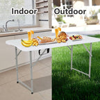 FDW Folding Half Portable Foldable Table for Parties Backyard Events (White, 6 FT 70 * 29) (White, 4 FT)