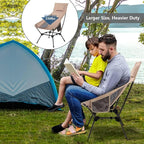 Folding High Back Camping Chair, Portable Lightweight Beach Chair with Headrest, Adjustable Height Backpacking Portable Compact Picnic Chair for Camp Hiking, Khaki