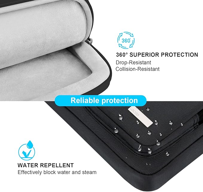 Lacdo 360° Protective Laptop Shoulder Bag, 14 Inch Laptop Sleeve Case for HP Lenovo Dell ASUS Acer Chromebook 14, HP Stream, Dell Inspiron, Lenovo IdeaPad, Acer Spin, ASUS ZenBook Computer Bag, Black