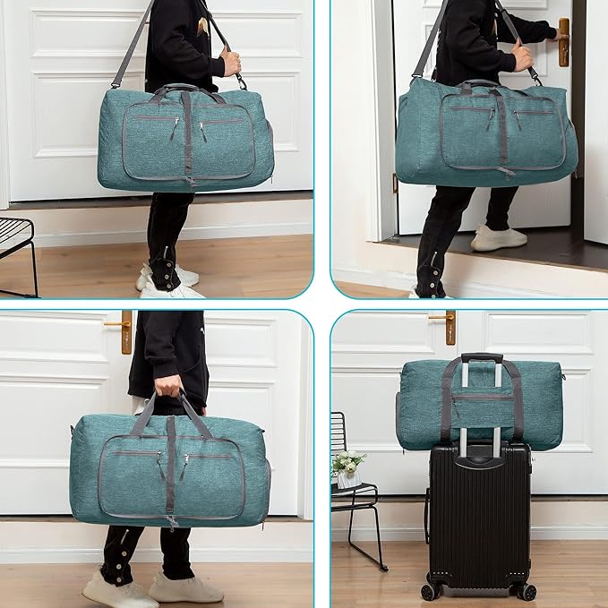 Vomgomfom Travel Duffle Bag for Men,65L 85L 115L Foldable Travel Duffel Bag with Shoes Compartment Overnight Bag for Men Women